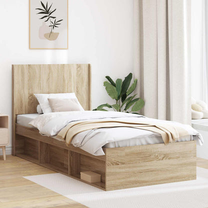 Bed Frame with Storage and Headboard 2 pcs Engineered Wood