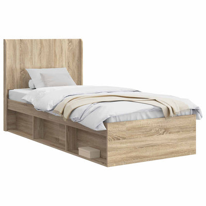 Bed Frame with Storage and Headboard 2 pcs Engineered Wood
