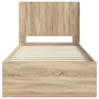 Bed Frame with Storage and Headboard 2 pcs Engineered Wood