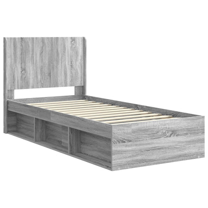 Bed Frame with Storage and Headboard Grey Sonoma 90 x 190 cm