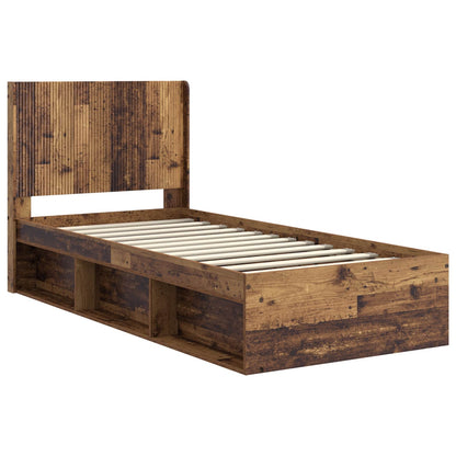 Bed Frame with Storage and Headboard Old Wood 90 x 190 cm