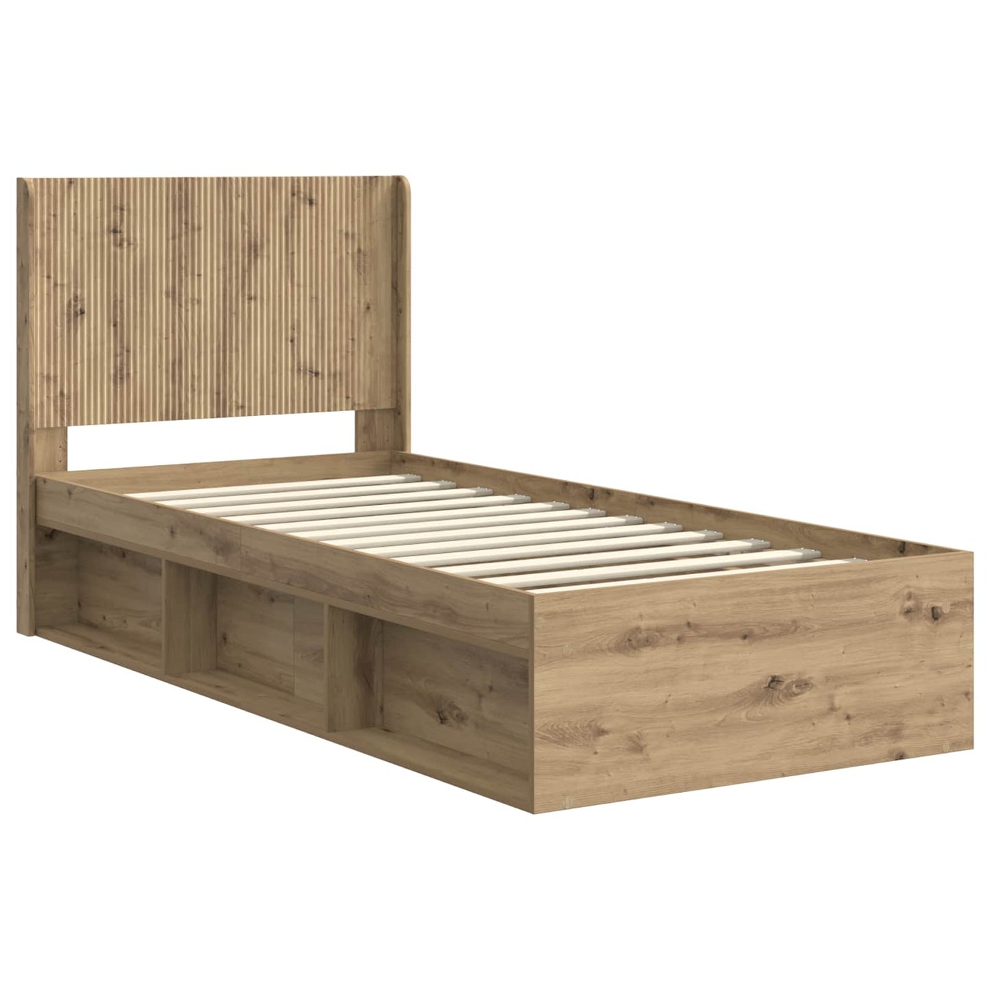 Bed Frame with Storage and Headboard Artisan Oak 90 x 190 cm