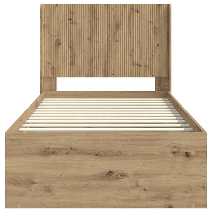 Bed Frame with Storage and Headboard Artisan Oak 90 x 190 cm