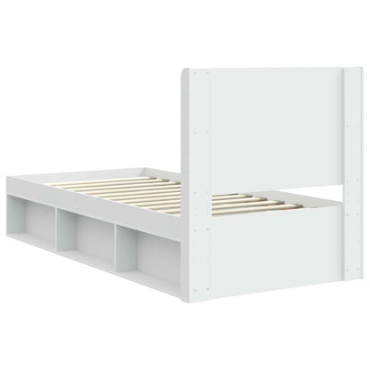 Bed Frame with Storage and Headboard White 75 x 190 cm