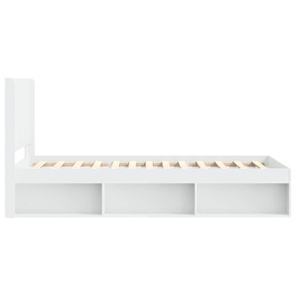 Bed Frame with Storage and Headboard White 75 x 190 cm
