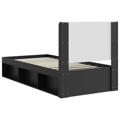 Bed Frame with Storage and Headboard Black 75 x 190 cm