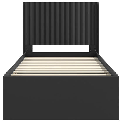 Bed Frame with Storage and Headboard Black 75 x 190 cm