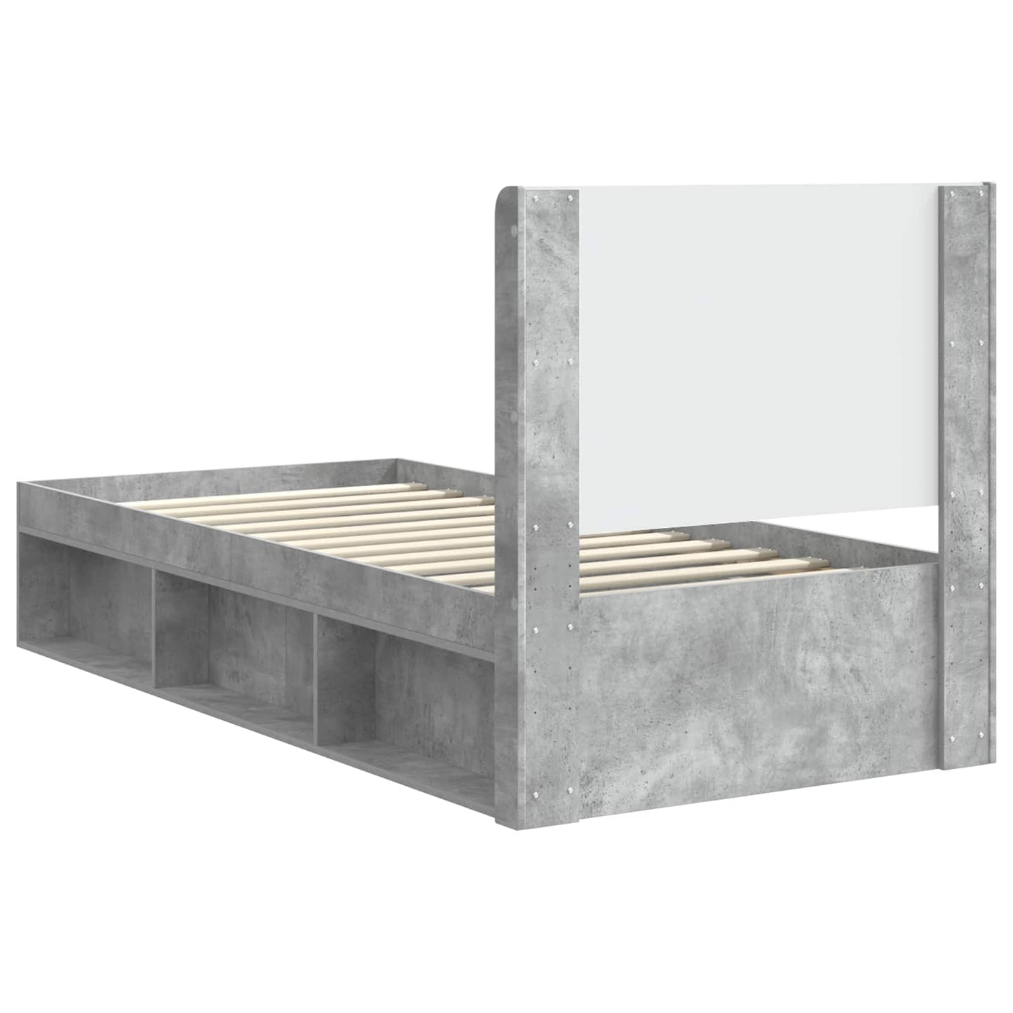Bed Frame with Storage and Headboard Concrete Grey 75 x 190 cm