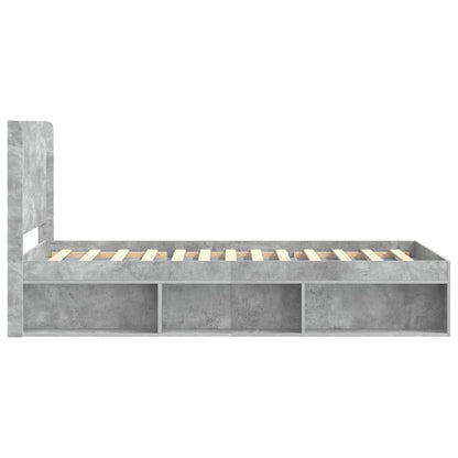Bed Frame with Storage and Headboard Concrete Grey 75 x 190 cm