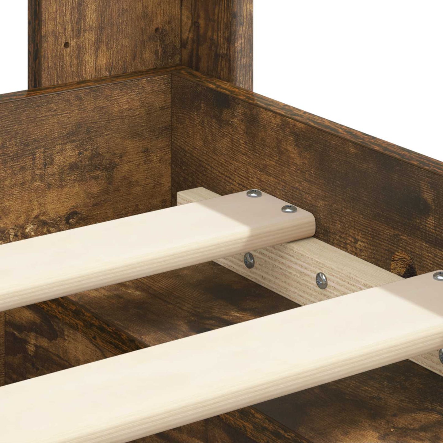 Bed Frame with Storage and Headboard Smoked Oak 75 x 190 cm