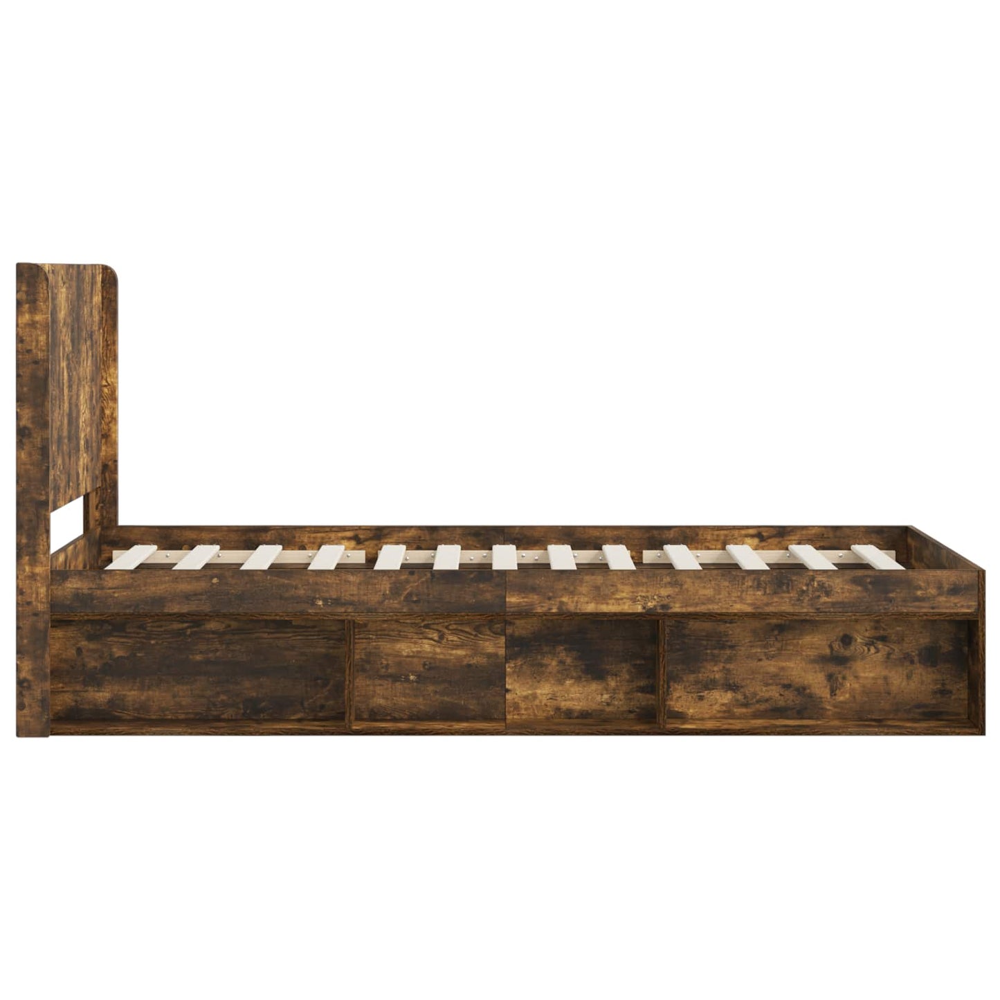 Bed Frame with Storage and Headboard Smoked Oak 75 x 190 cm