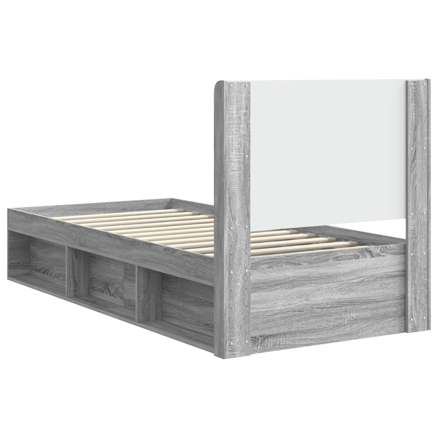 Bed Frame with Storage and Headboard Grey Sonoma 75 x 190 cm