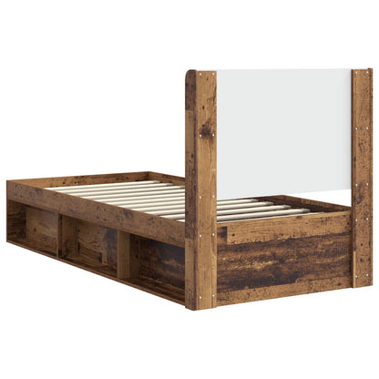 Bed Frame with Storage and Headboard Old Wood 75 x 190 cm