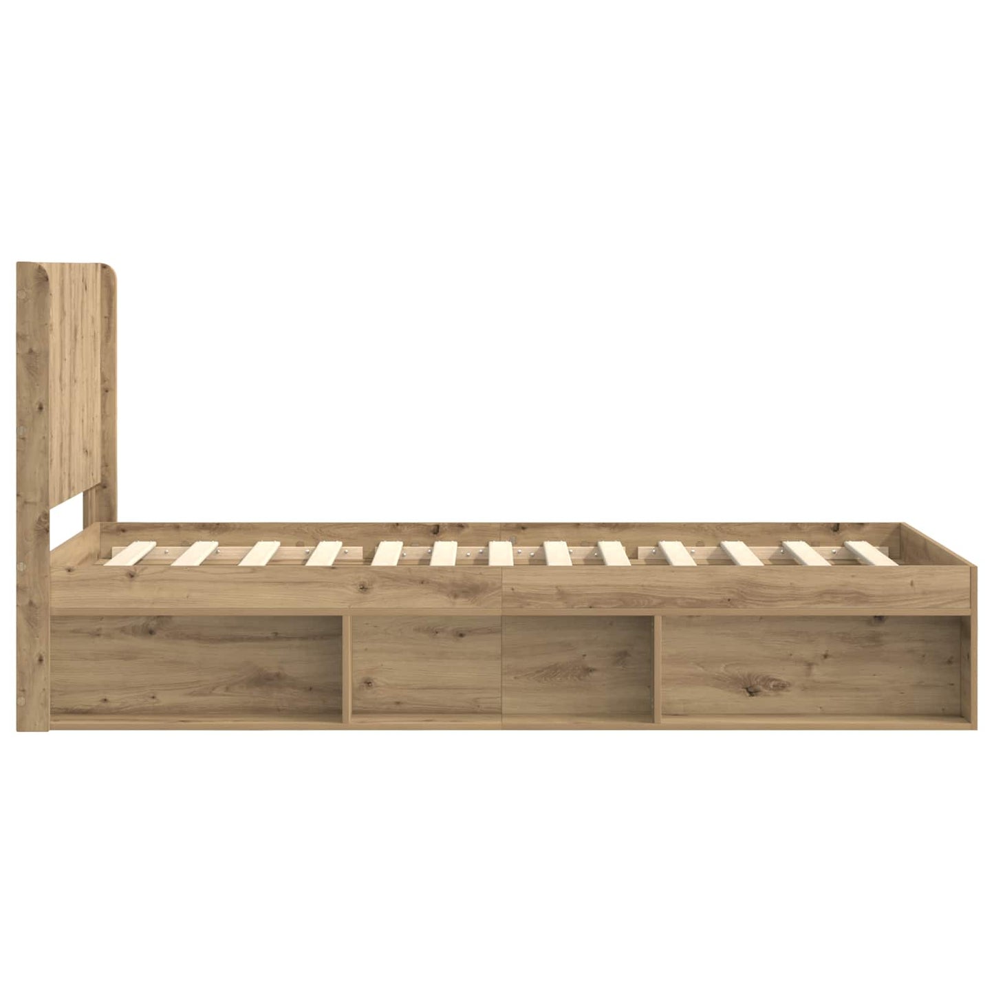 Bed Frame with Storage and Headboard Artisan Oak 75 x 190 cm