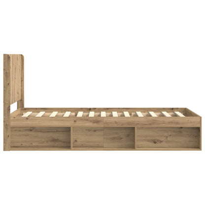 Bed Frame with Storage and Headboard Artisan Oak 75 x 190 cm