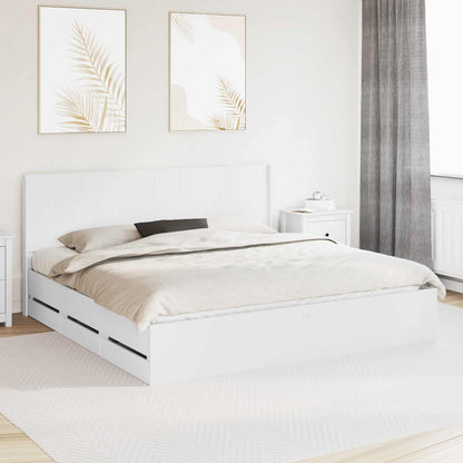 Bed Frame with Storage and Headboard White 200 x 200 cm