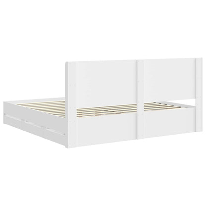 Bed Frame with Storage and Headboard White 200 x 200 cm