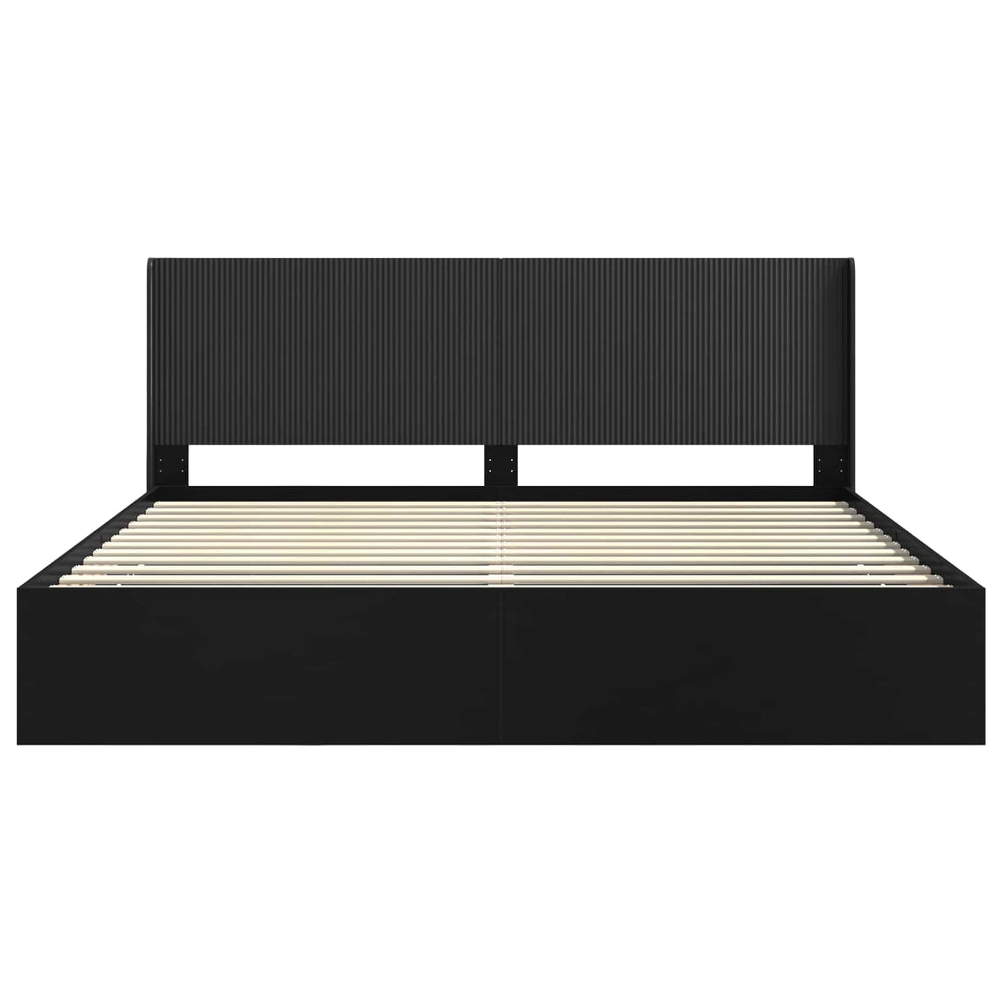 Bed Frame with Storage and Headboard Black 200 x 200 cm
