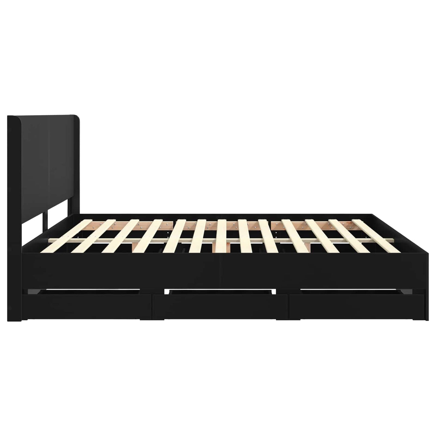 Bed Frame with Storage and Headboard Black 200 x 200 cm