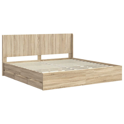 Bed Frame with Storage and Headboard Sonoma Oak 200 x 200 cm