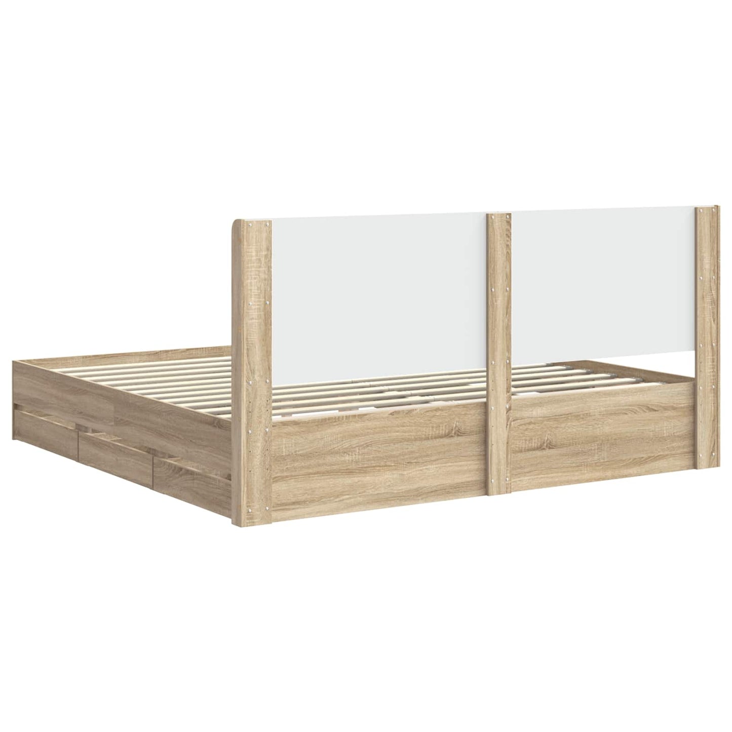 Bed Frame with Storage and Headboard Sonoma Oak 200 x 200 cm