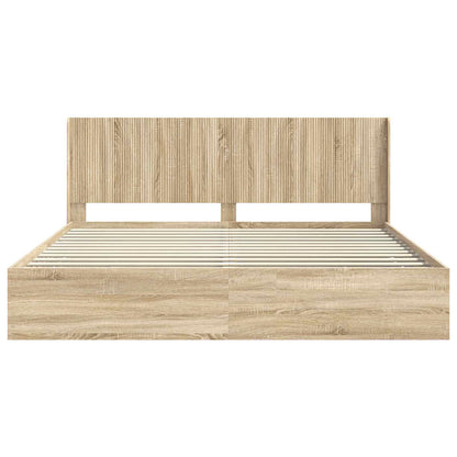 Bed Frame with Storage and Headboard Sonoma Oak 200 x 200 cm
