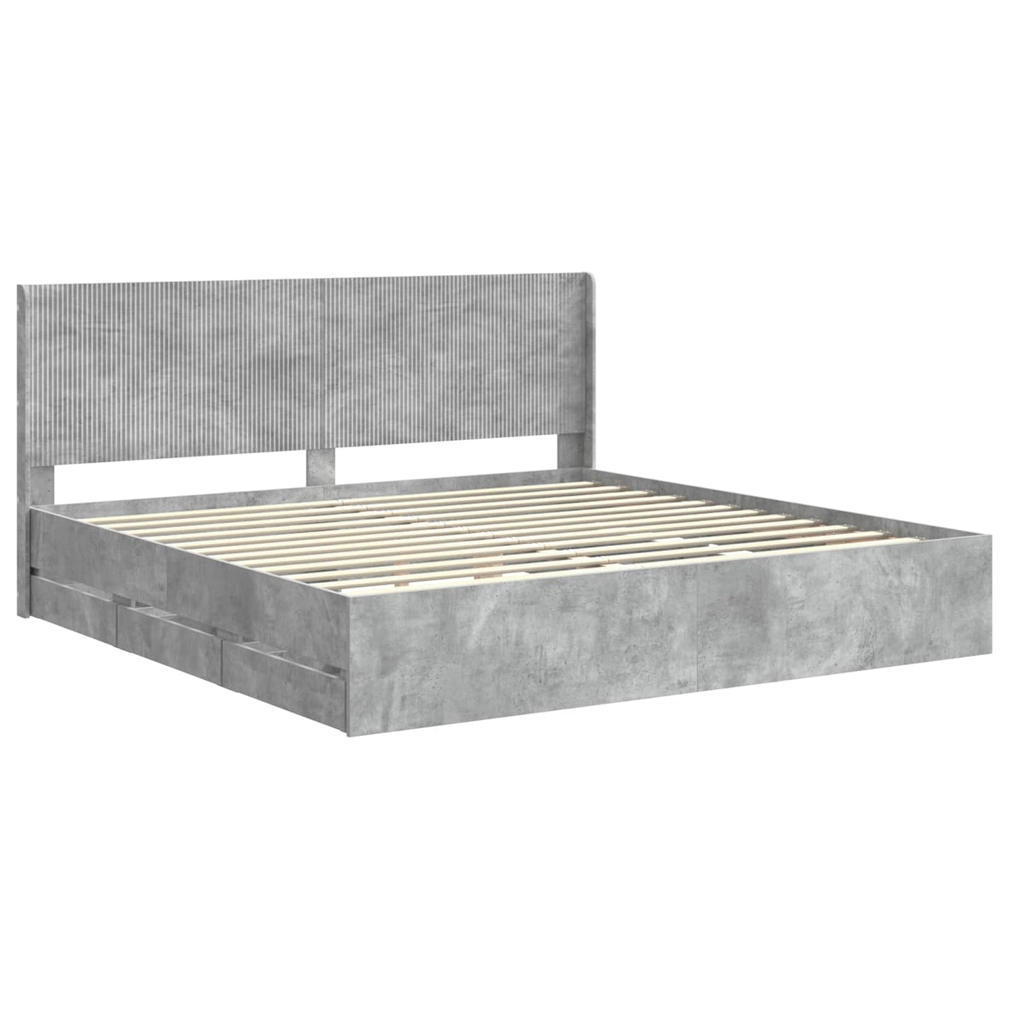 Bed Frame with Storage and Headboard Concrete Grey 200 x 200 cm