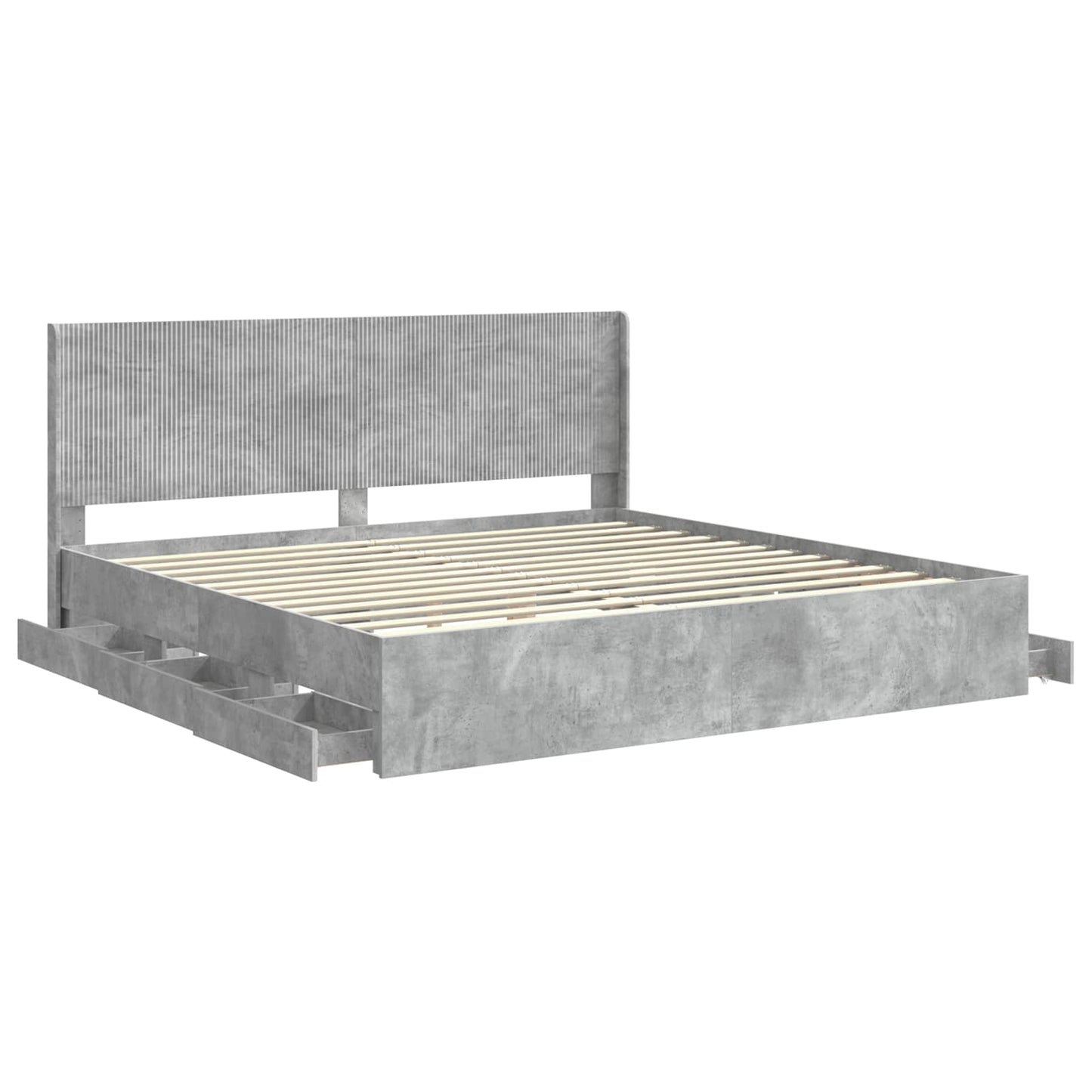Bed Frame with Storage and Headboard Concrete Grey 200 x 200 cm
