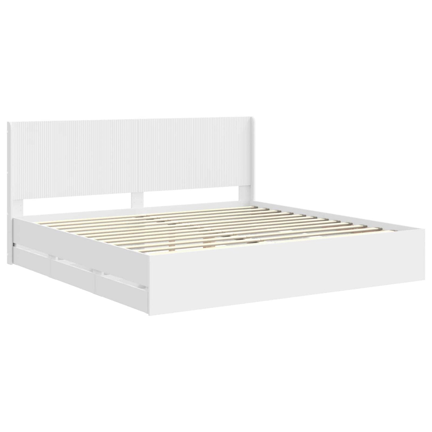 Bed Frame with Storage and Headboard White 180 x 200 cm