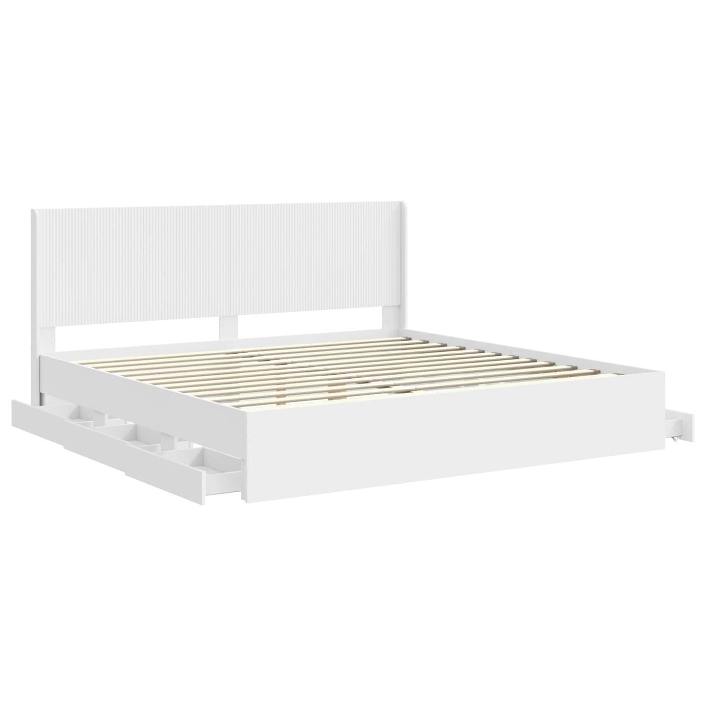 Bed Frame with Storage and Headboard White 180 x 200 cm