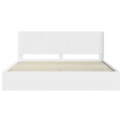 Bed Frame with Storage and Headboard White 180 x 200 cm
