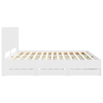 Bed Frame with Storage and Headboard White 180 x 200 cm