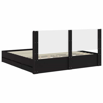 Bed Frame with Storage and Headboard Black 180 x 200 cm