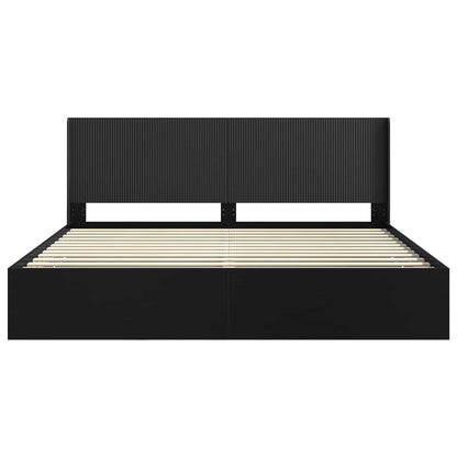 Bed Frame with Storage and Headboard Black 180 x 200 cm