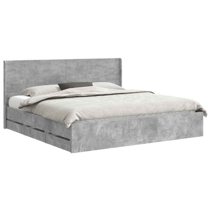 Bed Frame with Storage and Headboard Concrete Grey 180 x 200 cm
