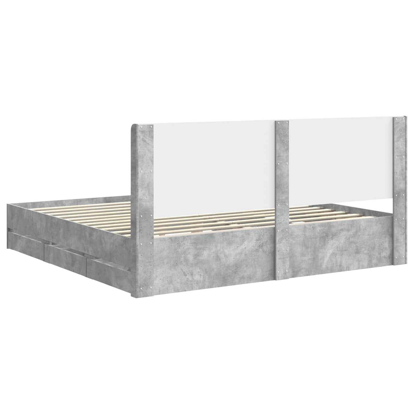 Bed Frame with Storage and Headboard Concrete Grey 180 x 200 cm