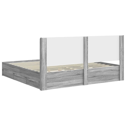 Bed Frame with Storage and Headboard Grey Sonoma 180 x 200 cm