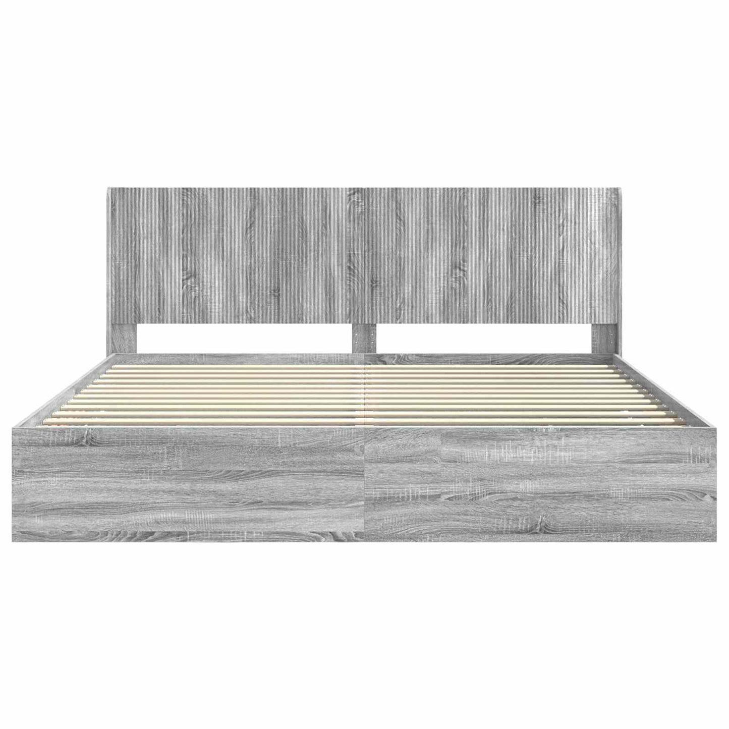 Bed Frame with Storage and Headboard Grey Sonoma 180 x 200 cm