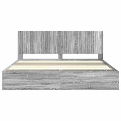 Bed Frame with Storage and Headboard Grey Sonoma 180 x 200 cm