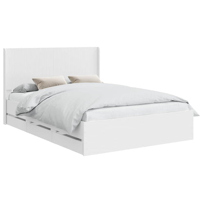 Bed Frame with Storage and Headboard White 160 x 200 cm