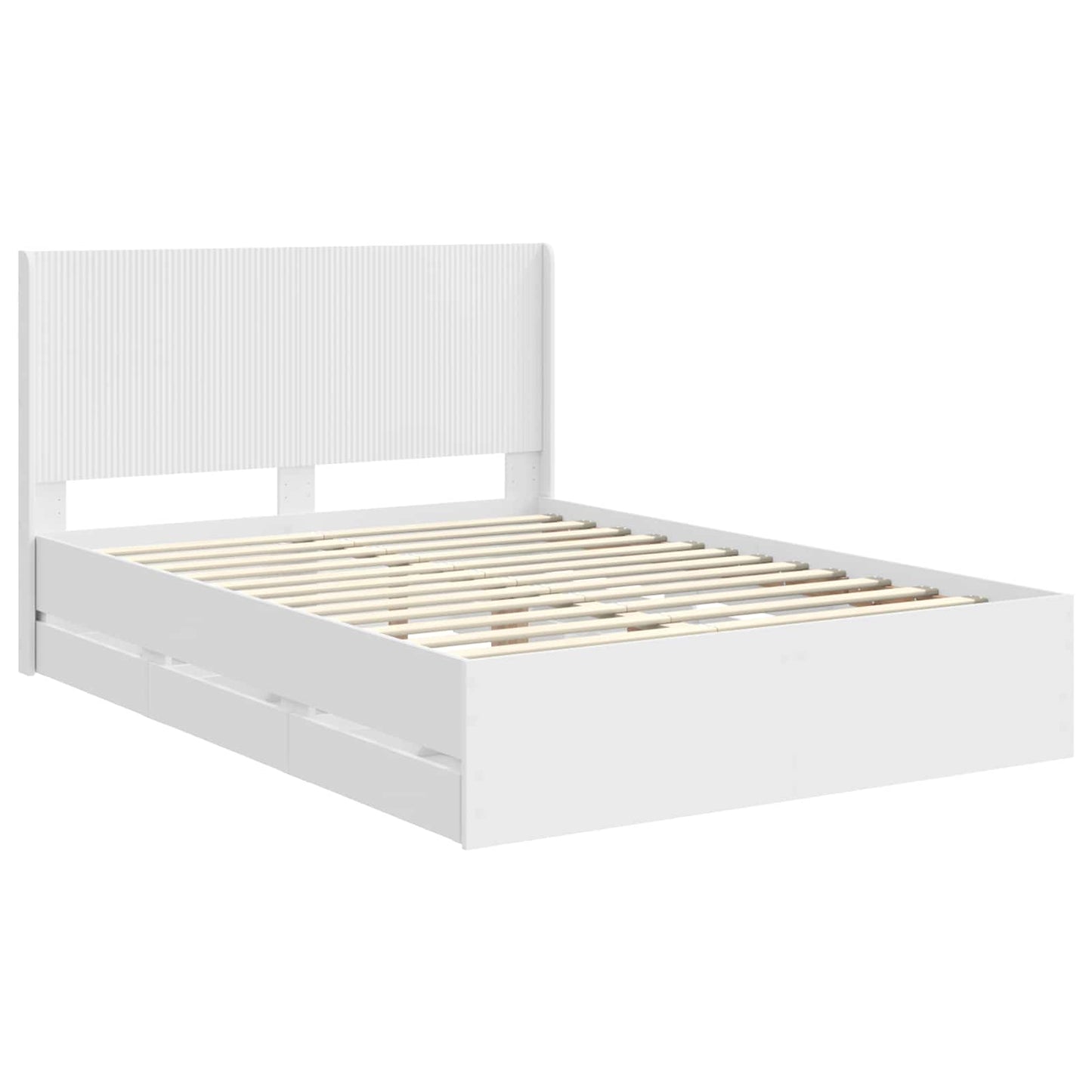 Bed Frame with Storage and Headboard White 160 x 200 cm
