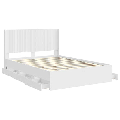 Bed Frame with Storage and Headboard White 160 x 200 cm
