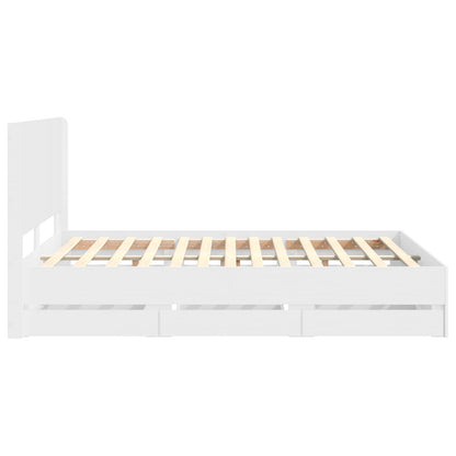 Bed Frame with Storage and Headboard White 160 x 200 cm
