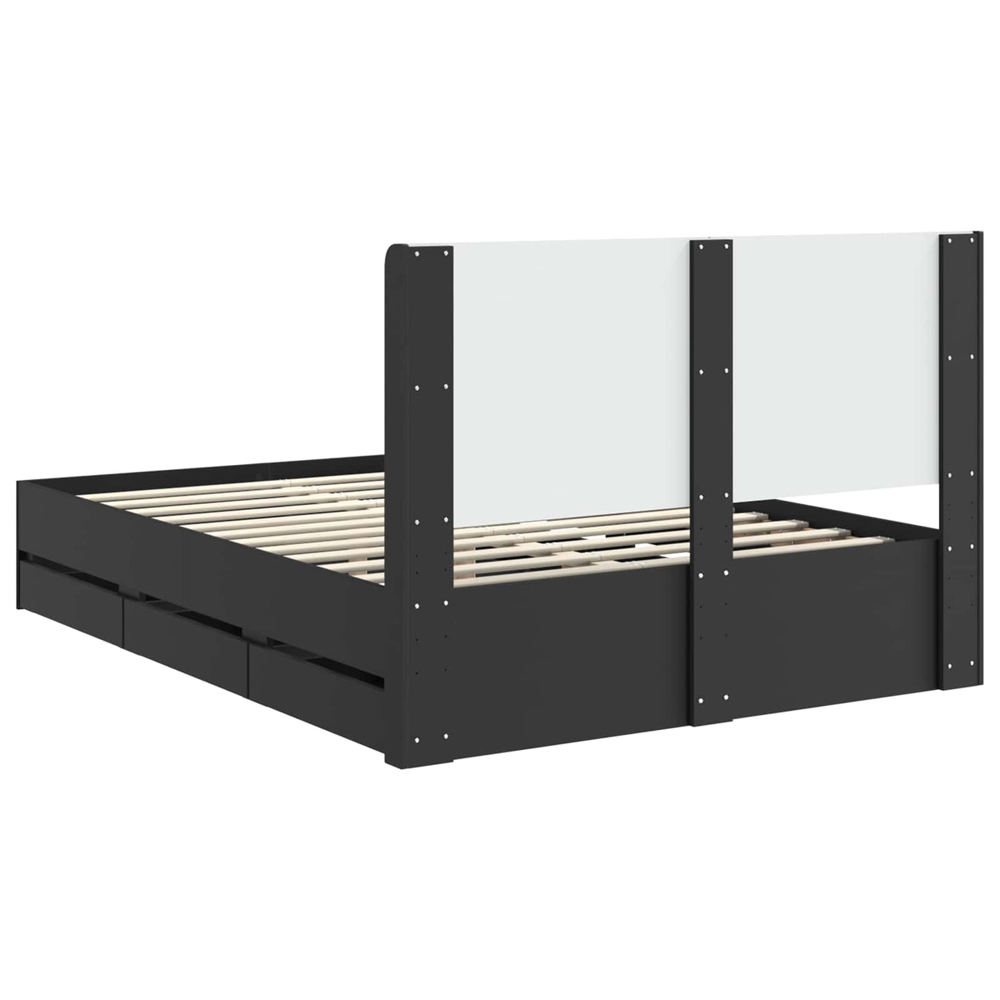 Bed Frame with Storage and Headboard Black 160 x 200 cm