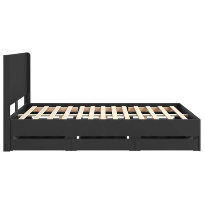 Bed Frame with Storage and Headboard Black 160 x 200 cm