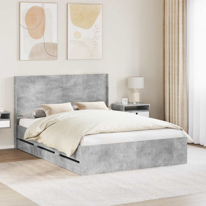 Bed Frame with Storage and Headboard Concrete Grey 160 x 200 cm