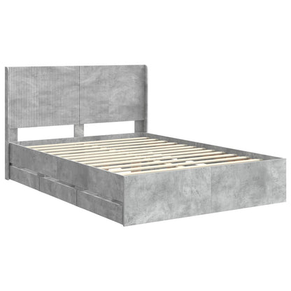 Bed Frame with Storage and Headboard Concrete Grey 160 x 200 cm
