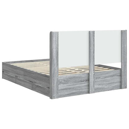 Bed Frame with Storage and Headboard Grey Sonoma 160 x 200 cm