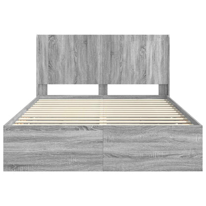 Bed Frame with Storage and Headboard Grey Sonoma 160 x 200 cm