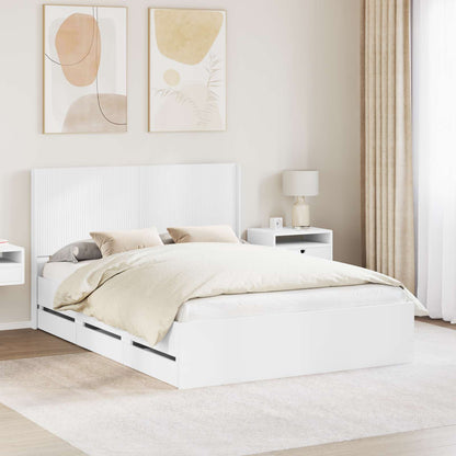 Bed Frame with Storage and Headboard White 150 x 200 cm